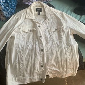 Forever 21 Mens White Jean Jacket